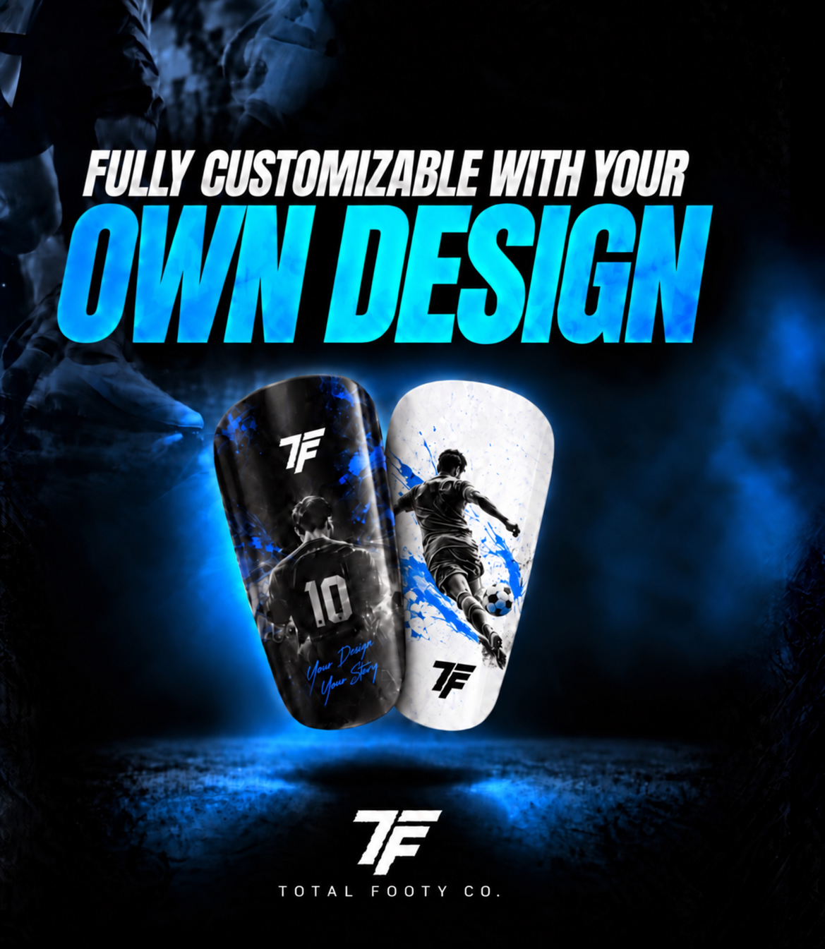 Total Footy Co Custom Photo Shin Pads printed with your own photo, shown front-on
